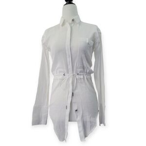Helmut Lang Button down textured fitted blouse with  body tie